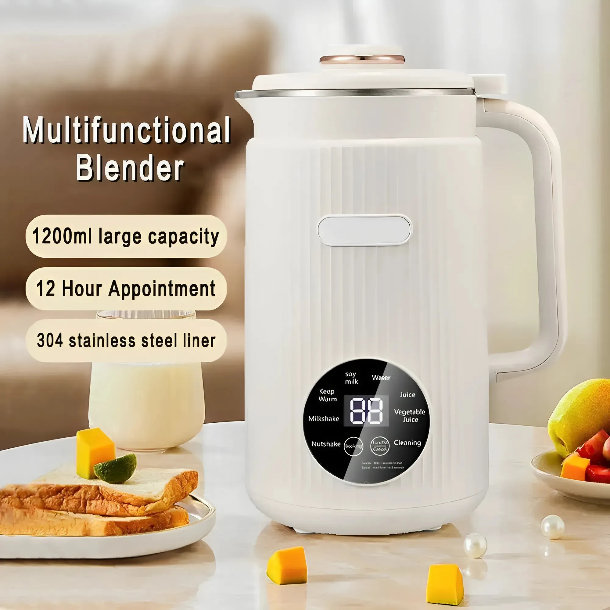 220V/110V Multifunctional Electric Soybean Milk Machine Food Blender Automatic Fruit Juice Maker Water Boiling Kettl Soy