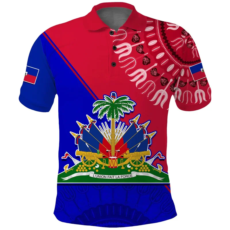 3D Printed Polo Shirts For Men Haiti Flag Dashiki Simple Polo Shirt New Polynesian Short Sleeve Tops Women Kid Casual Clothes