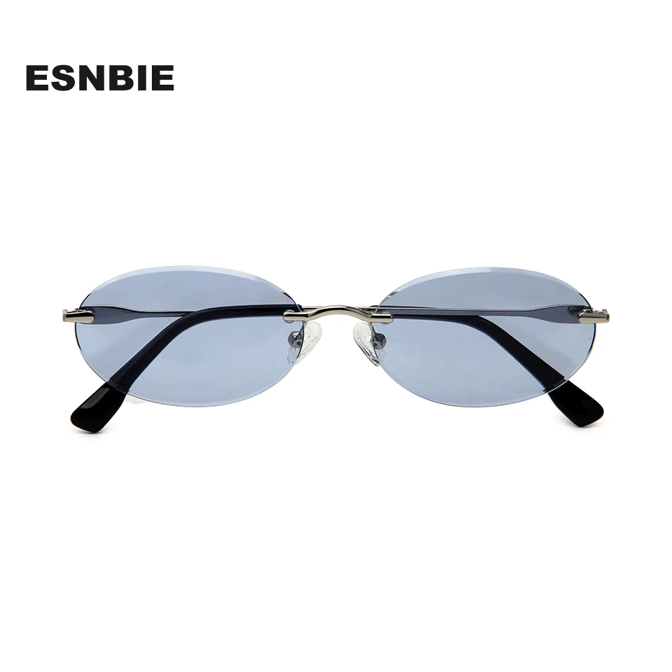 Y2K Brand Design 90s Boundless Sunglasses for Women Shades Rimless Eyewear Personality New Oval Frameless Sunglass Men