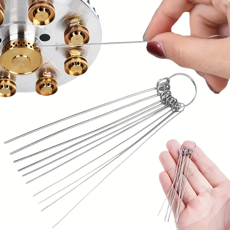 Multi-size Stainless Steel Cleaning Needles 10Pcs Shower Head Gas Stove Sewer Hole Unclogging Cleaning Tools