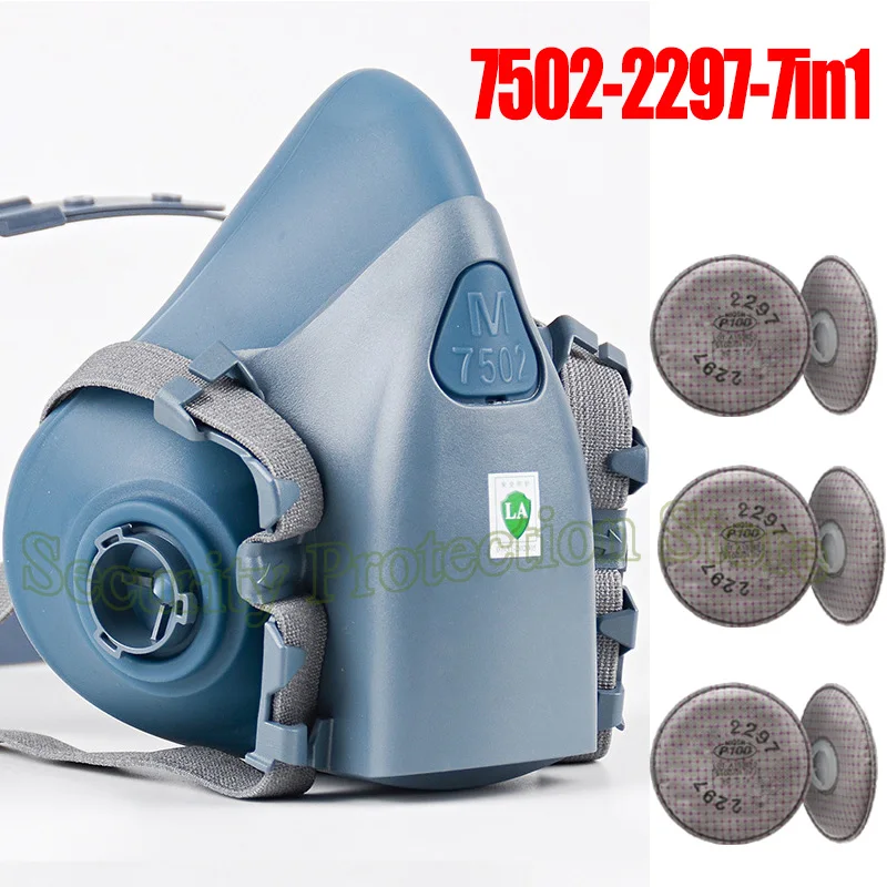 7502 2297 2138 قناع نصف الوجه قابل لإعادة الاستخدام للتنفس P100 حماية الجهاز التنفسي مستوى الضرر بخار عضوي لقناع 3m 7502