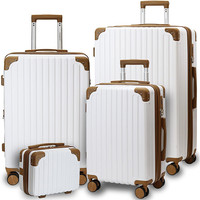 4-Piece Luggage Set: 20/24/28 Inch TSA-Approved Carry-On Suitcase +12Inch Vanity Case - 360° Silent Spinner Wheels Vacation Trip