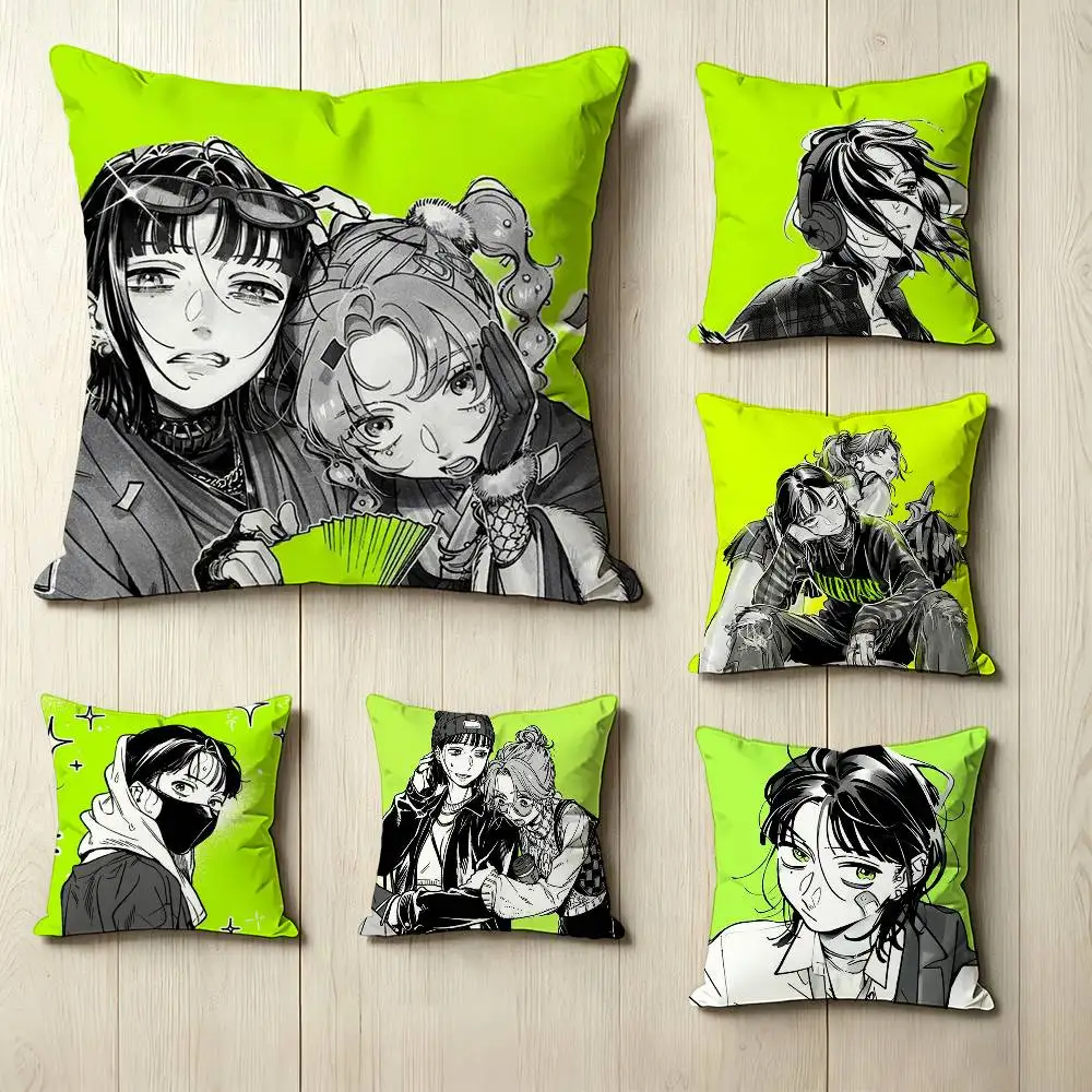 

Shoujo manga M-MitsuAya Pillow Case Square Double-Sided Sofa Cushion Cover Bedroom Bedside Pillow