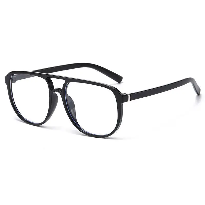 Simple and Stylish Square Frame Double Bridge Eyeglass Frames for Men and Women, Everyday Casual Anti-Blue Light Glasses