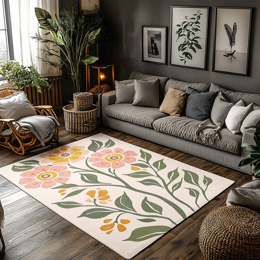 

Floral Area Rug Vintage Persian Style Carpet Home Decor Living Room Bedroom Mat Non-Slip Floor Rugs Modern Abstract Art Rugs
