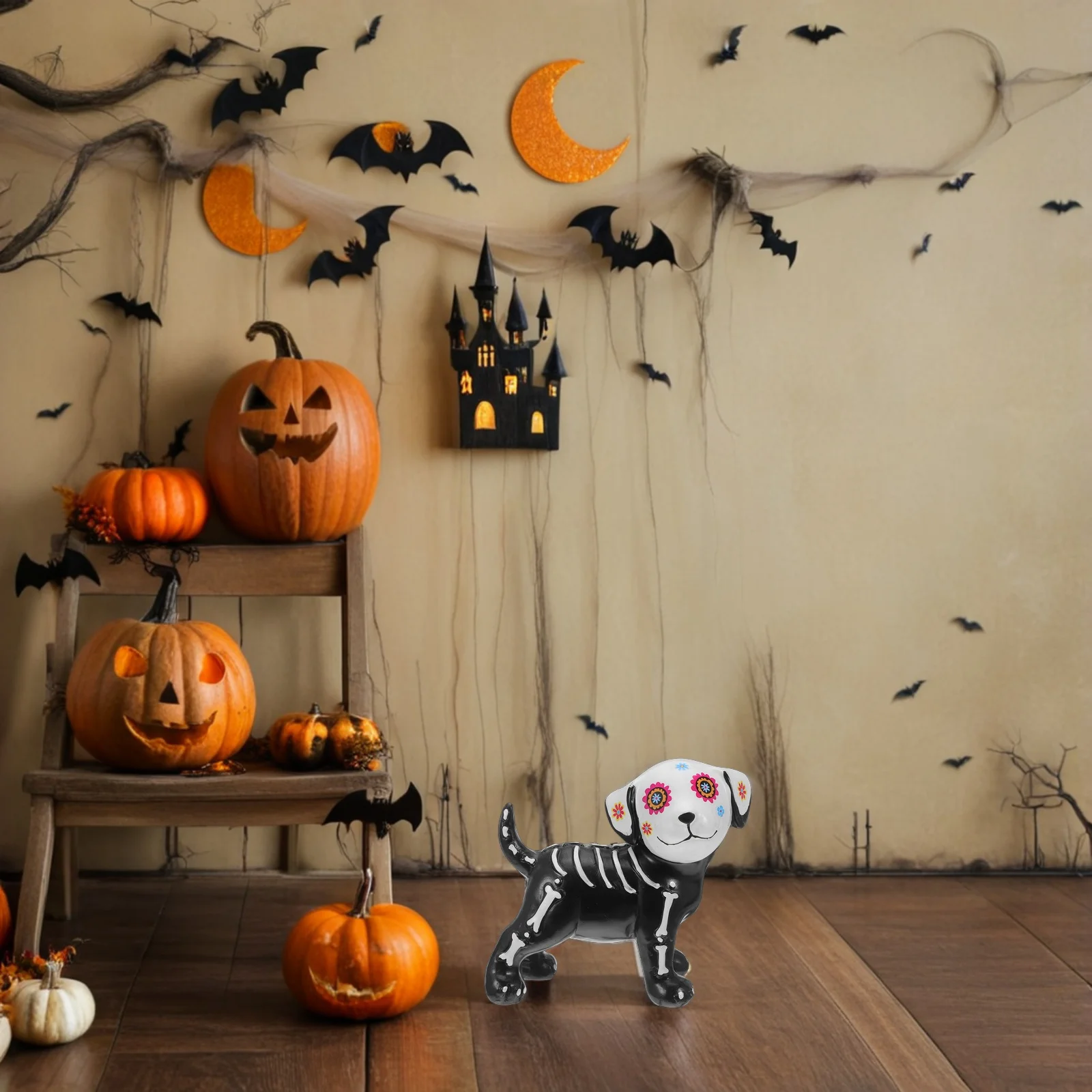 

Хэллоуин Череп Собака Смола Ремесла Скульптура День Мертвых Собака Статуя Новинка Орнамент для Хэллоуина Декор