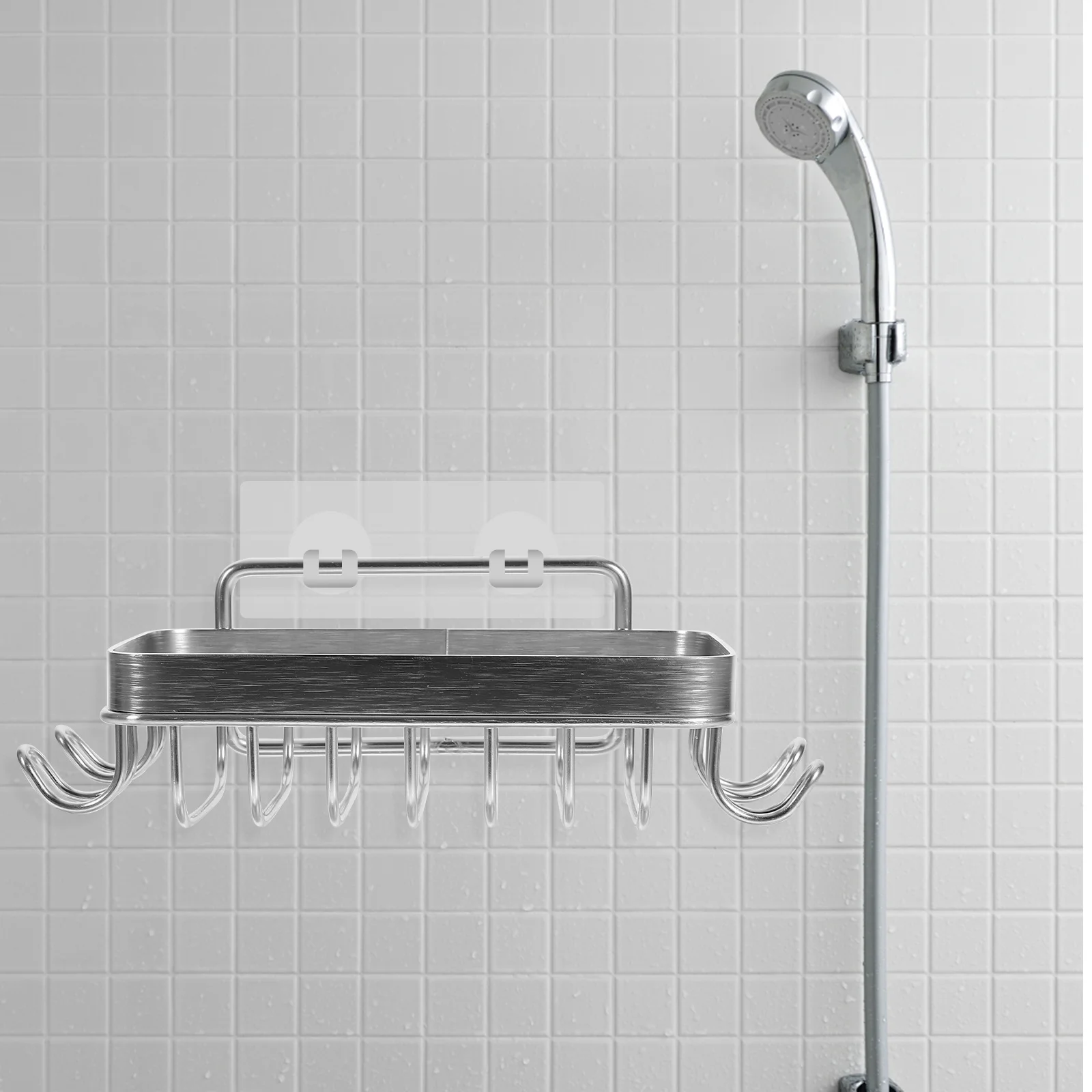 

Stainless Steel Holder Adhesive Wall Mounted Drainable Corrosion Resistant Scratch Free Space Saving No Drill Easy Install Soap