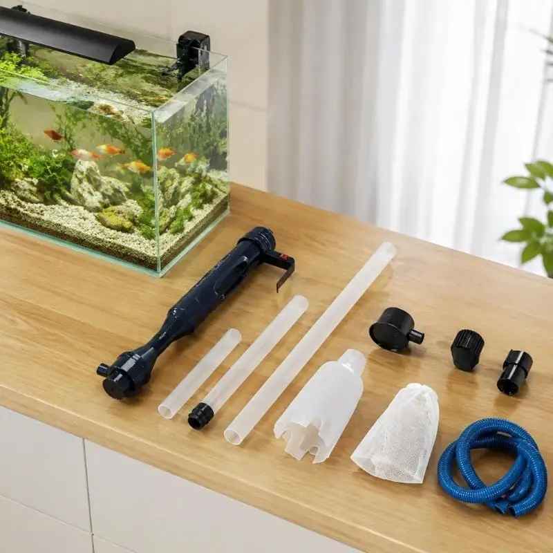 Button Start Water Change Tool for Domestic Aquatic Care, Electric Bottom-Layer Cleaner with Reach Extensions for Regular D2RD