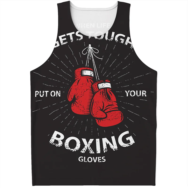 Boxing Gloves 3D Printed Tank Top Men Summer Sports Fitness Sleeveless Shirts Fashion Streetwear Gym Oversized Tee Shirt Tops