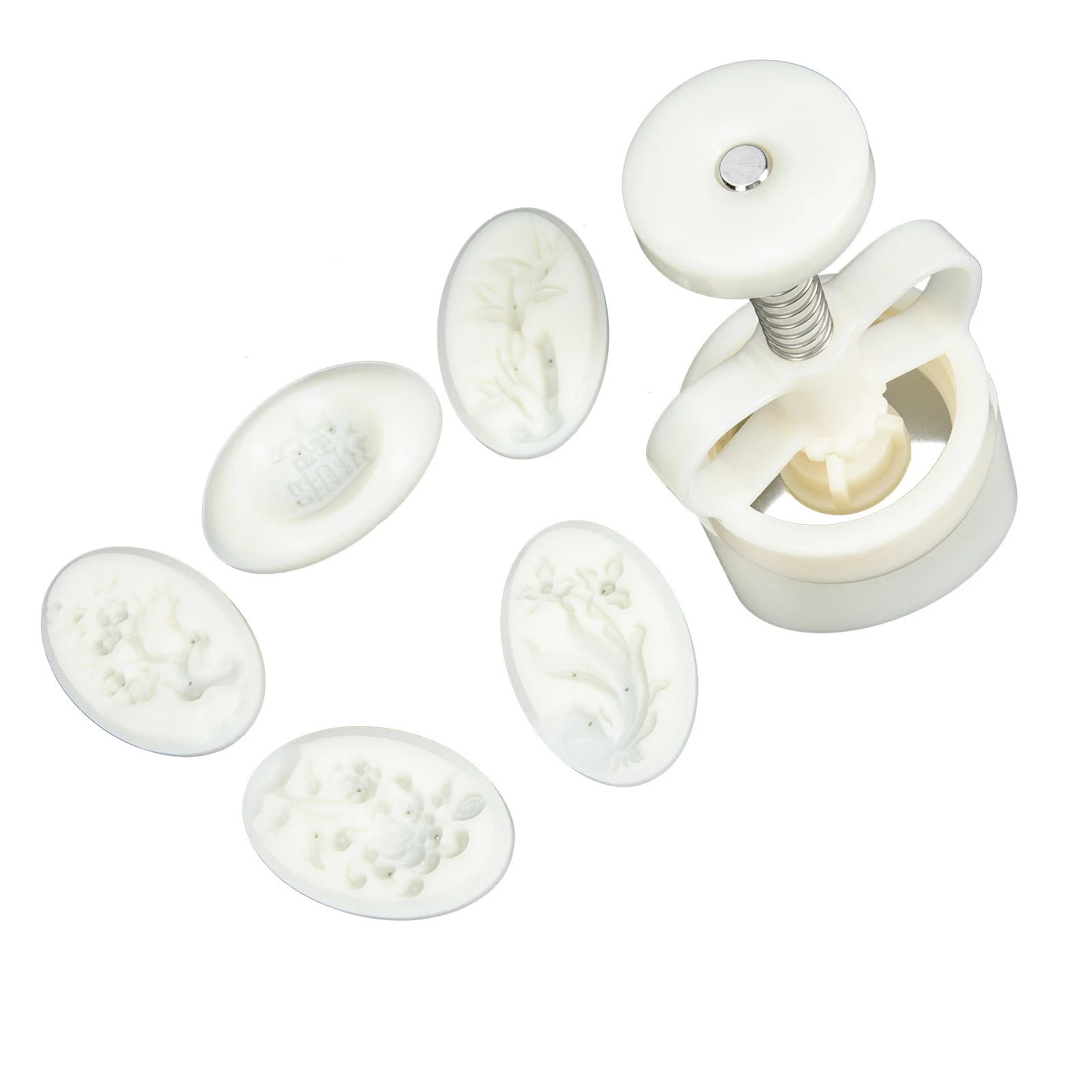 

1 Set Green Bean Cake Molds Hand Press Mooncake Stamps For Baking Diy Mold Tool Cantonese Style Plastic Cookie Stamp Baking