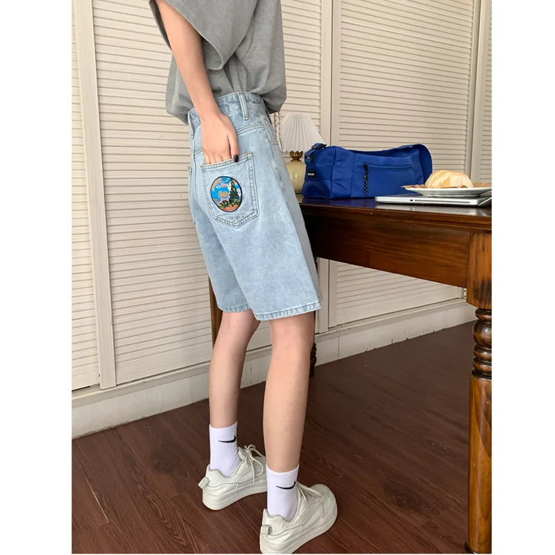 Korean Fashion Summer Women's Clothing Women Pants High Waist  Streetwear Women's Denim Shorts Blue Jeans Clothes Woman 2023