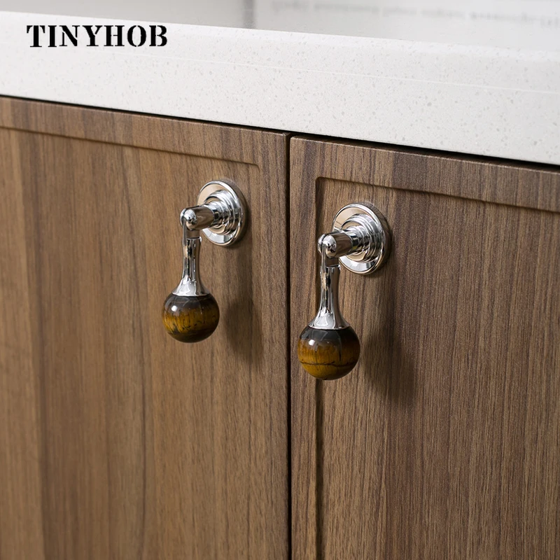 Tinyhob Luxury /Brass+ Ball Crystal Cabinet Knobs Cupboard Handles Furniture Hardware Drawer Pull Kitchen Accessories 128mm