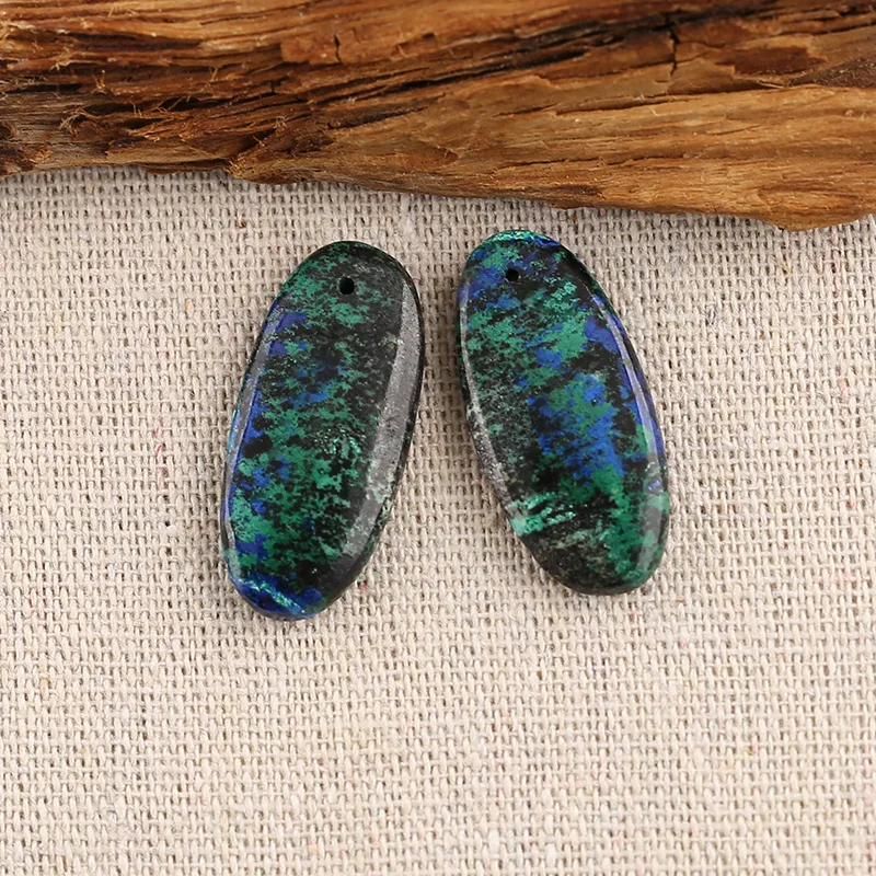 B&F Chrysocolla Earring Beads, Handmade Natural stones beads, Polished Stones for jewelry Making Supplies