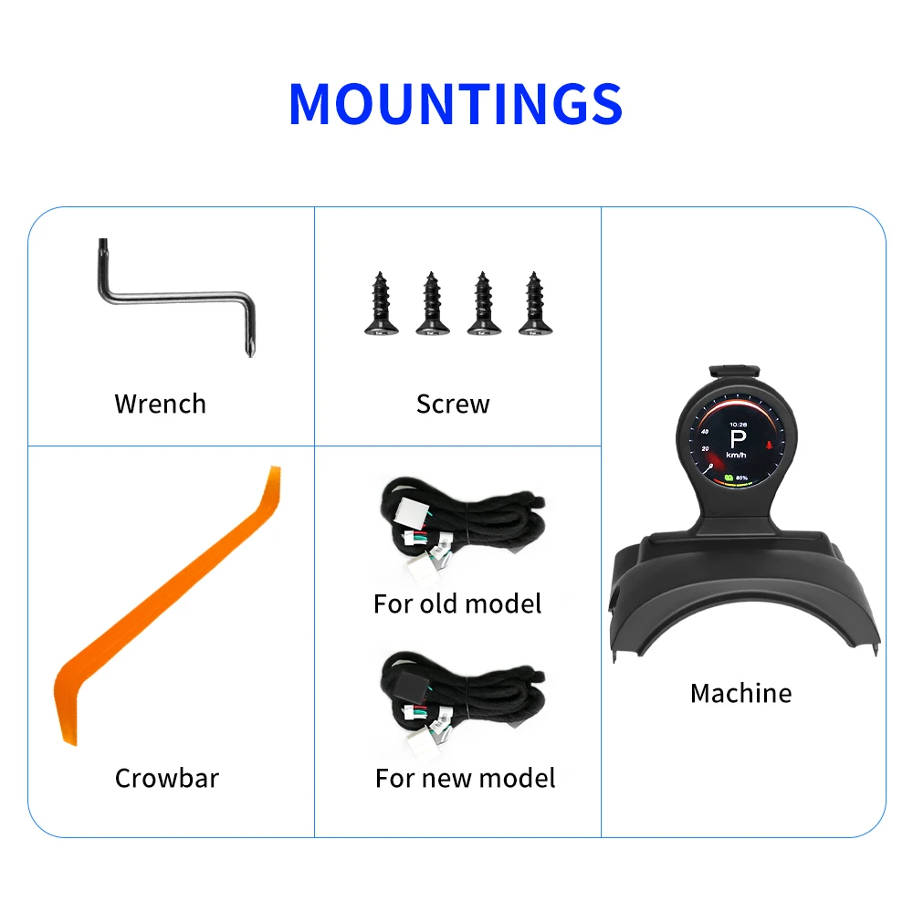 New Mini Car Instrument Cluster for Tesla Model 3 Model Y Retrofit Multimedia Digital LCD Dashboard Head-up Display Speedmeter