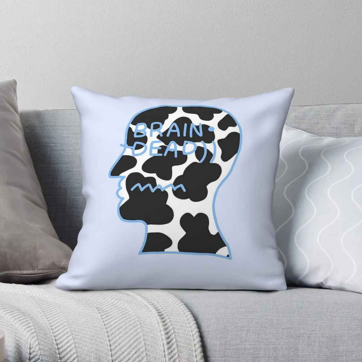 Brain Dead Head Empty Square Pillowcase Polyester Linen Velvet Printed Zip Decor Sofa Cushion Case
