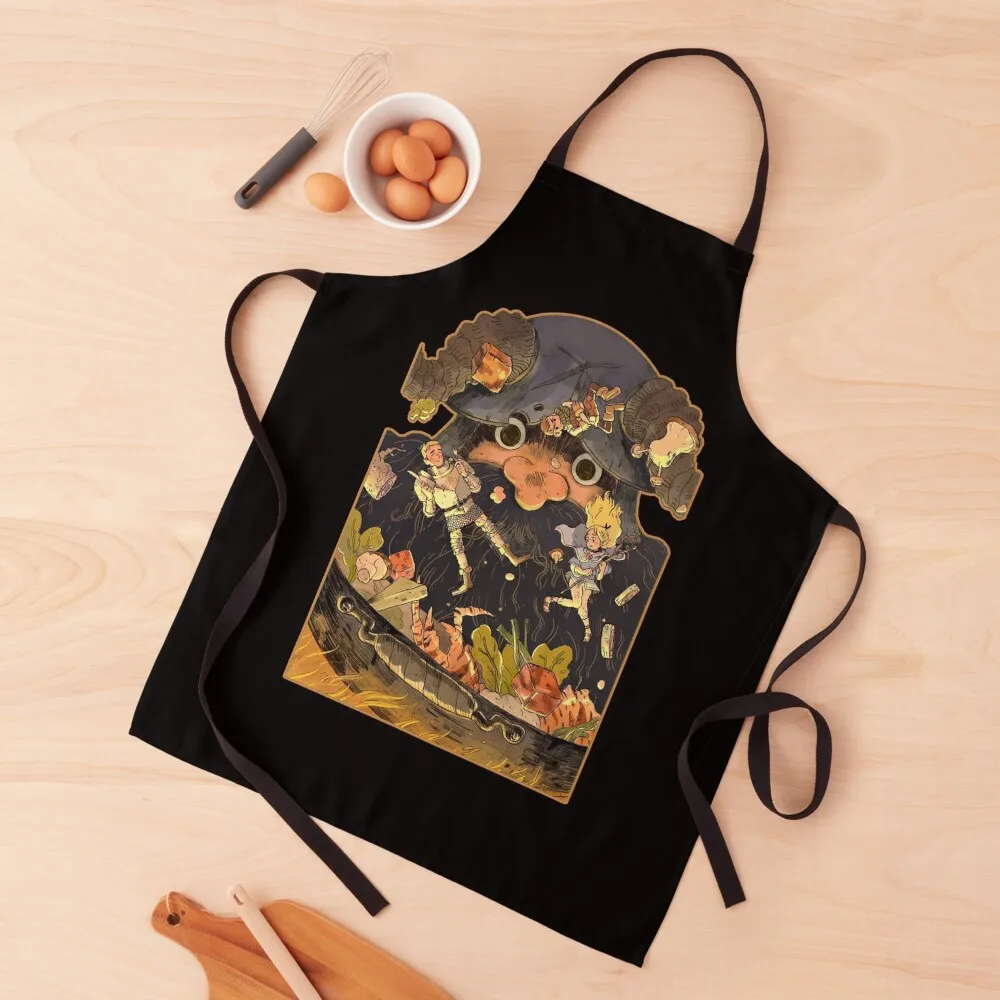 dungeon-meshi-anime yellow Apron Things For Kitchen Women's Kitchen Home And Kitchen Waterproof Apron