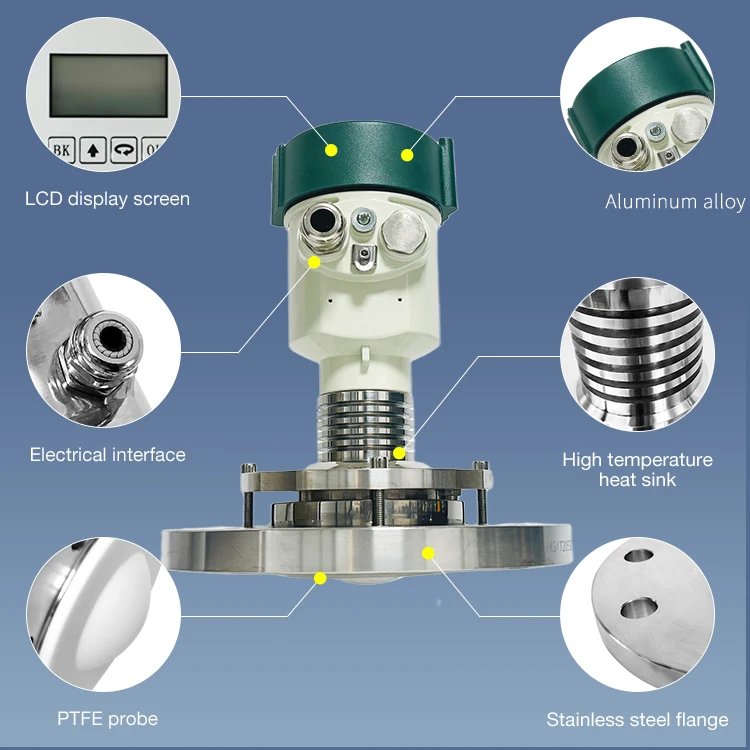 High Precision 80GHz Industrial Radar Level Gauge Non-Contact 1mm Accuracy 120m Range IP68 Level Measuring Instrument
