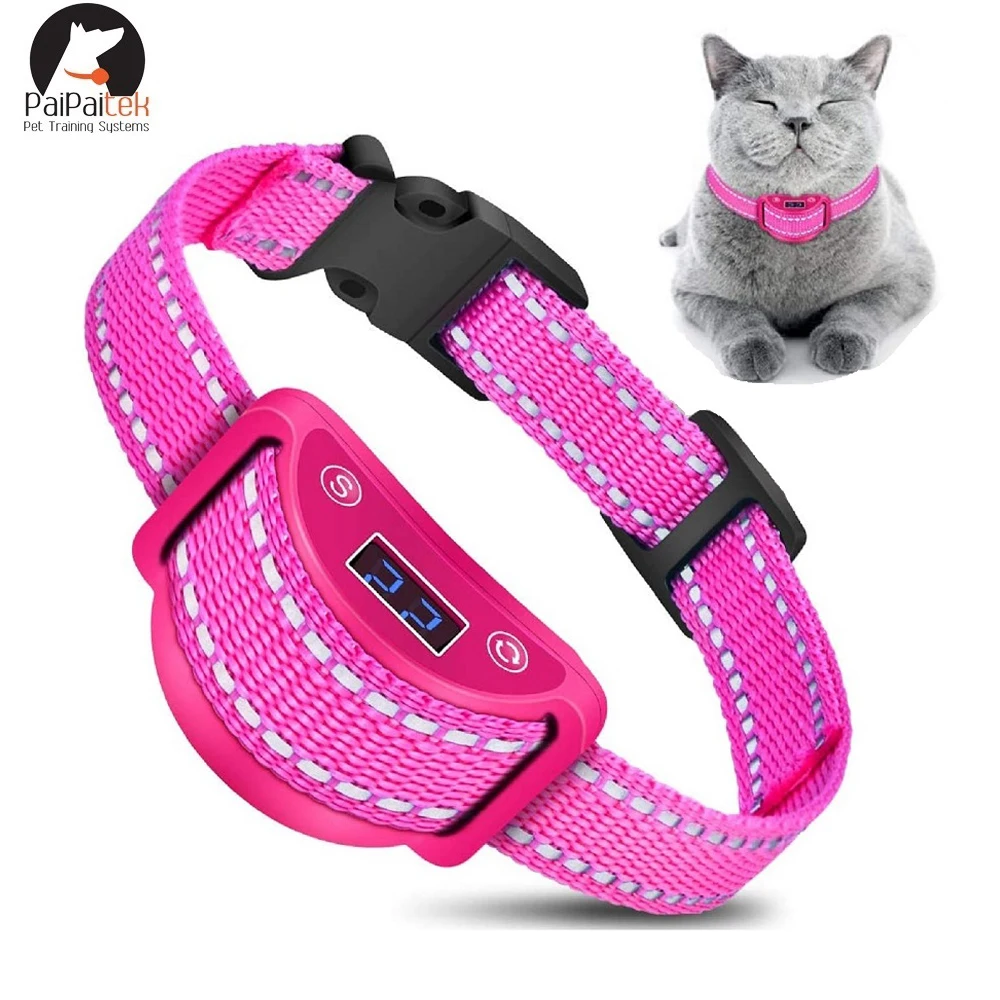 Cat Anti Meowing Collar, Automatic No Shock Vibration Collar for Cats, Cat Trainer Designed Collar for Stop Meowing,1-5 Levels