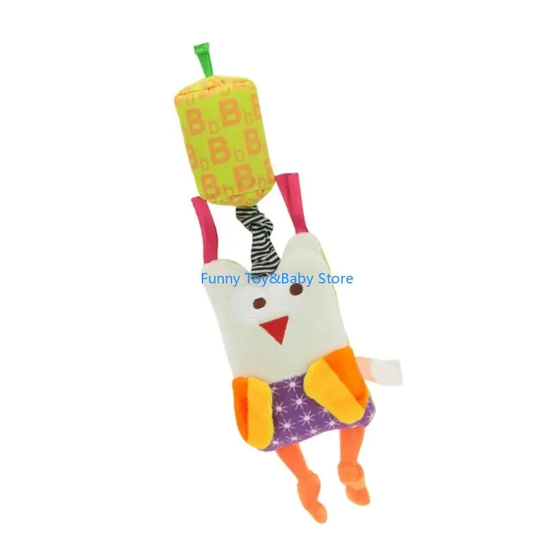 การ์ตูนสัตว์เปลเด็กแขวนของเล่นที่มีสีสันสัตว์สั่นยางกัดสำหรับการพัฒนาความรู้ความเข้าใจและกระตุ้นภาพC90B