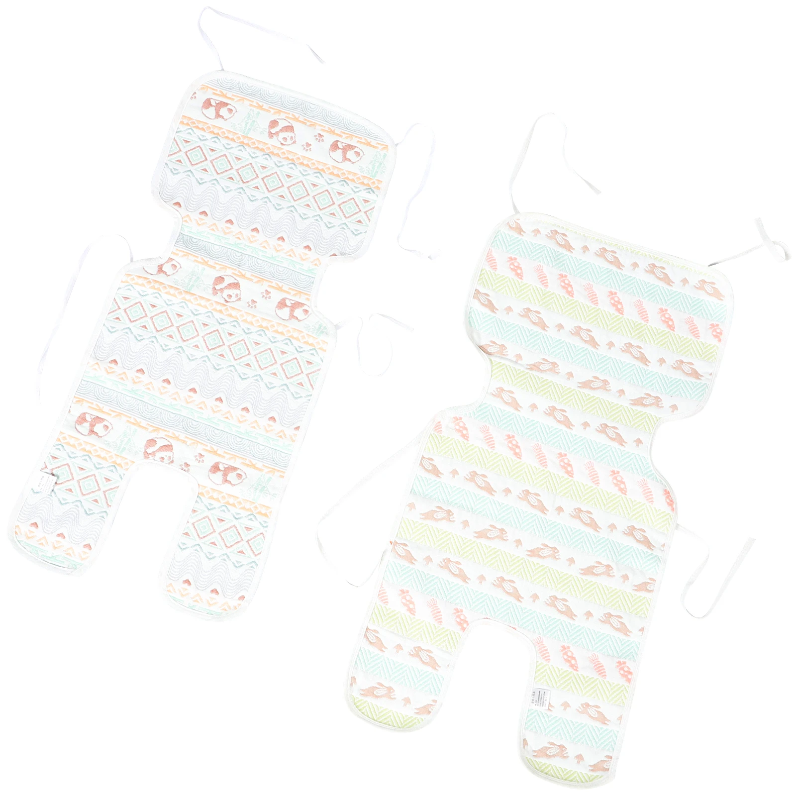 

2pcs Baby Stroller Cushion Thick Reversible Washable Cotton Pad Panda Bunny Car Seat Cooler Toddler Stroller Liner White