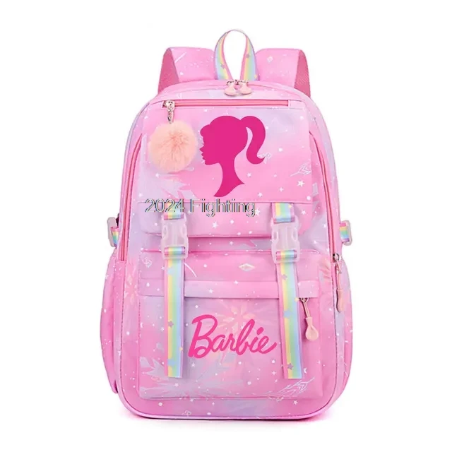 Pink Barbie The Movie Backpack for Girls Teens Gradient Ramp Rucksack Casual School Bags Travel Laptop Backpacks Mochila