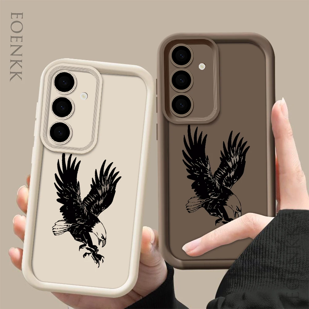 Black Eagle Print Phone Case For Samsung Galaxy S25 S22 S21 S23 S20 S24 Ultra FE A35 A15 A25 A55 Note 20 Plus 5G Soft Cover