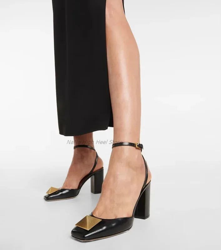 

Design Leather Square Toe Rivet Platform Sandals Ladies Luxury Wrap Block High Heel Sandals Women New Dress Bridal Shoes