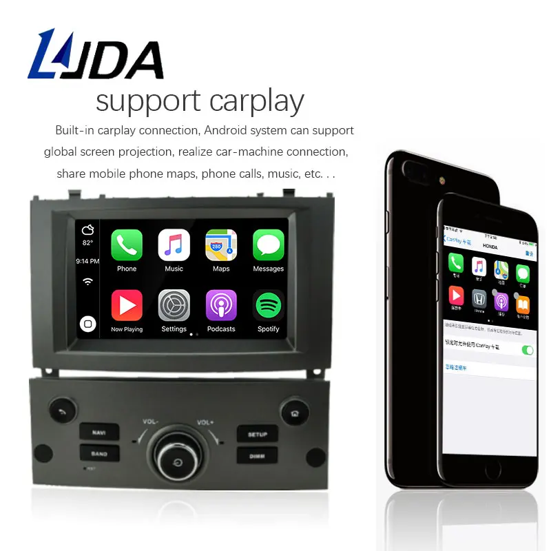 LJDA Android 13 Car Multimedia Player For Peugeot 407 2004 - 2010 GPS Navigation Stereo 1 Din Car Radio 8GB Audio DSP Carplay