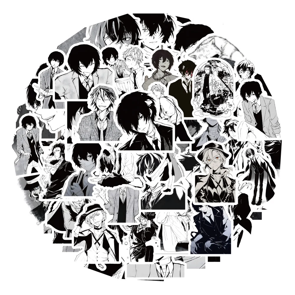 10/30/60pcs Cool Classic Anime Bungo Stray Dogs Stickers Black White Manga Graffiti Sticker Laptop Luggage Phone Decals Kids Toy