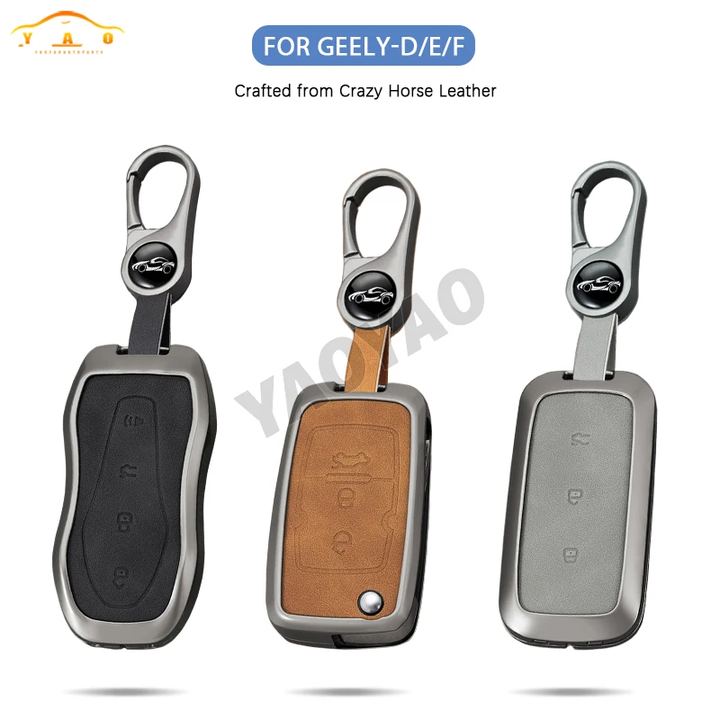 

Чехол из цинкового сплава + кожаный чехол для ключей автомобиля Geely Boyue PRO Azkarra FY11 Atlas Pro Emgrand EC7 GC715 EC718 Galaxy L7 2022-2025