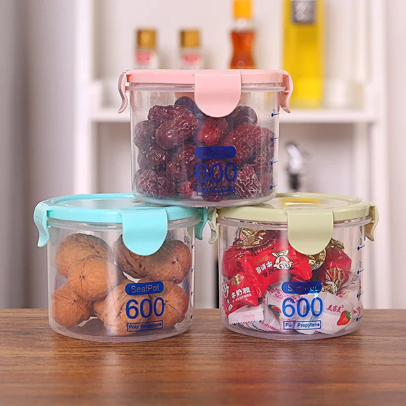 600 ML/800 ML/1000 ML Portable Plastic Kitchen Food Cereal Container Grain Storage Case Bean Bin Rice Storage Box