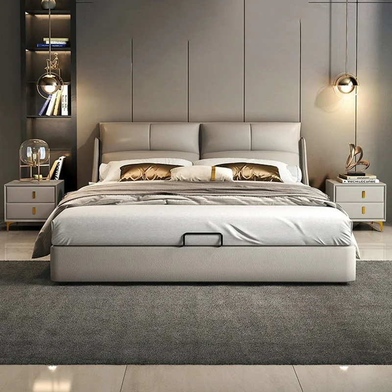 

Storage Queen Size Bed Luxury Modern European Marriage Bedroom Bed Lounge French Camas Y Muebles Dormitorio Nordic Furniture