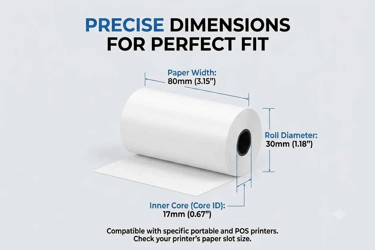 80x30mm Thermal Paper Roll 80mm POS Thermal Receipt Paper Gold Foil Moisture-Proof Mini Portable Bluetooth Printer Paper for Sup