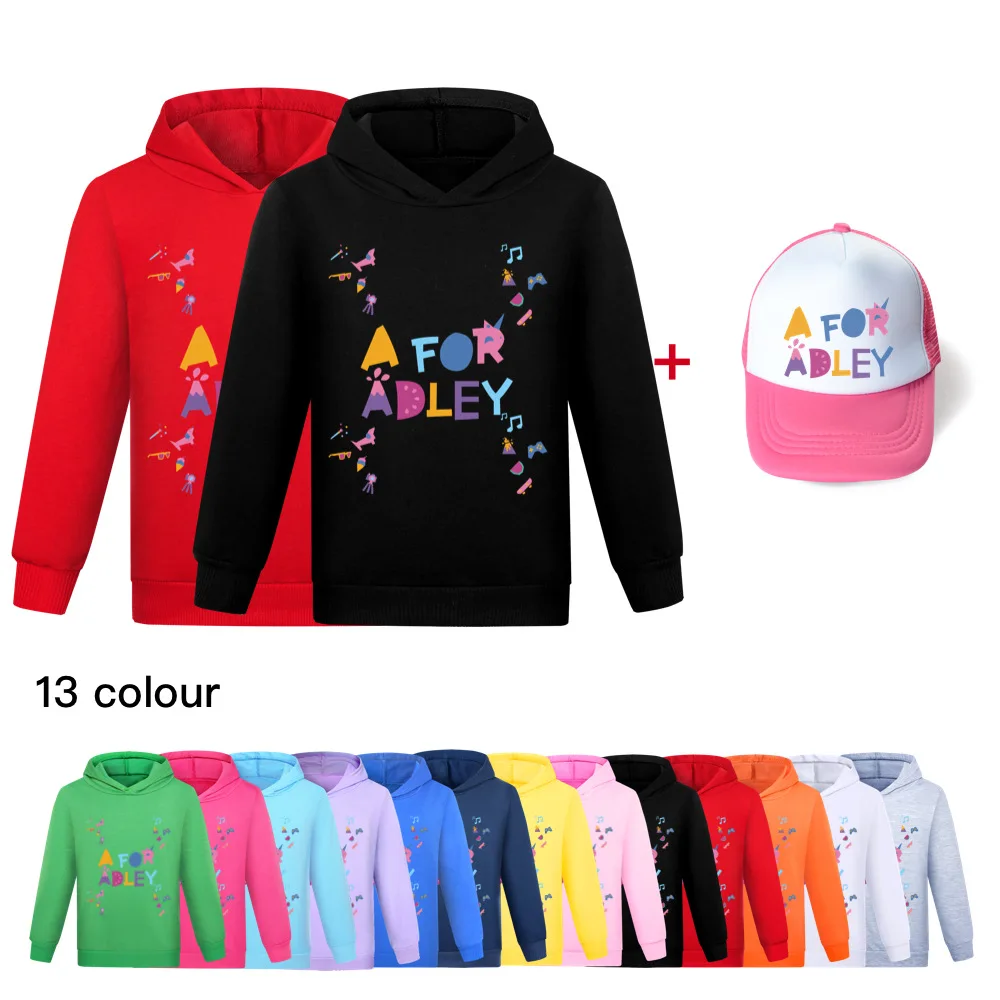 Children Tees 2-16Y A for Adley Boys Clothes Cotton Teenage Kids Autumn Hooded T Shirt Little Baby Girls Fashion T-shirts+cap