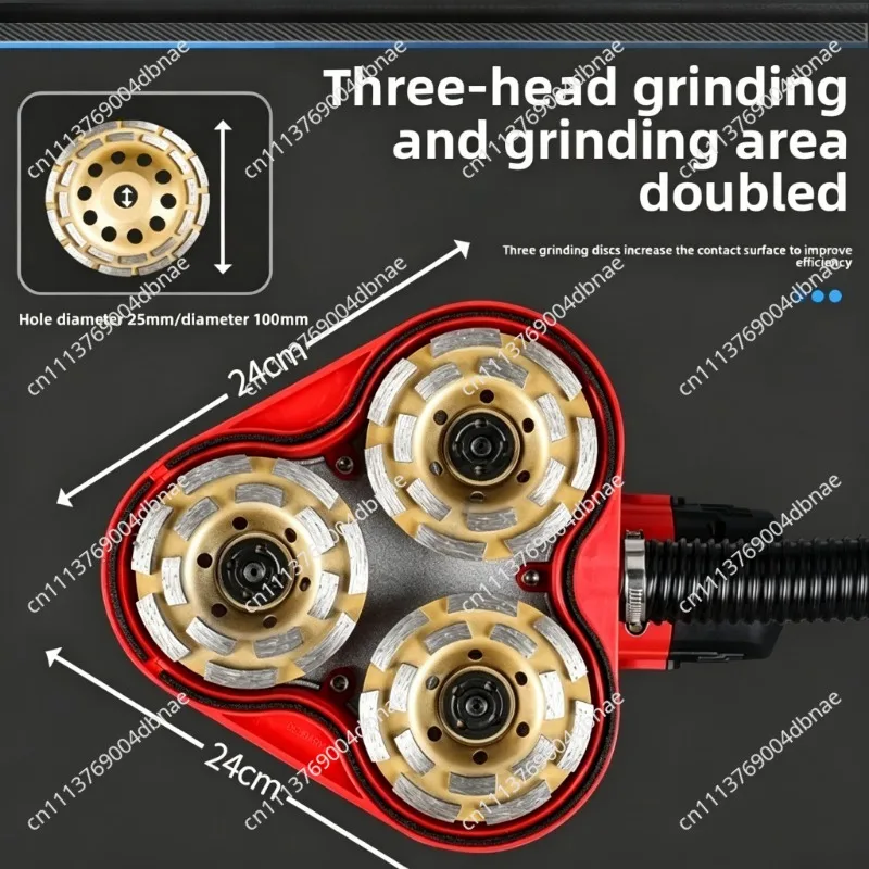 Cement Floor Grinder Concrete Artifact Handheld Three-head Dust-free Grinder Coarse Planer Small Ground Grinder