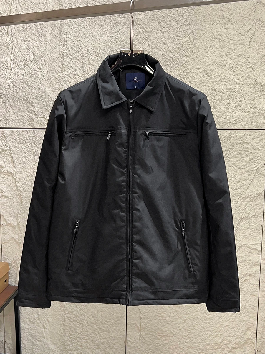 

Youthful Outdoor Motorcycle Jacket Men's Lightweight Windproof Water-resistant Cotton Coat Collar Zipper Decorated Loose Fit