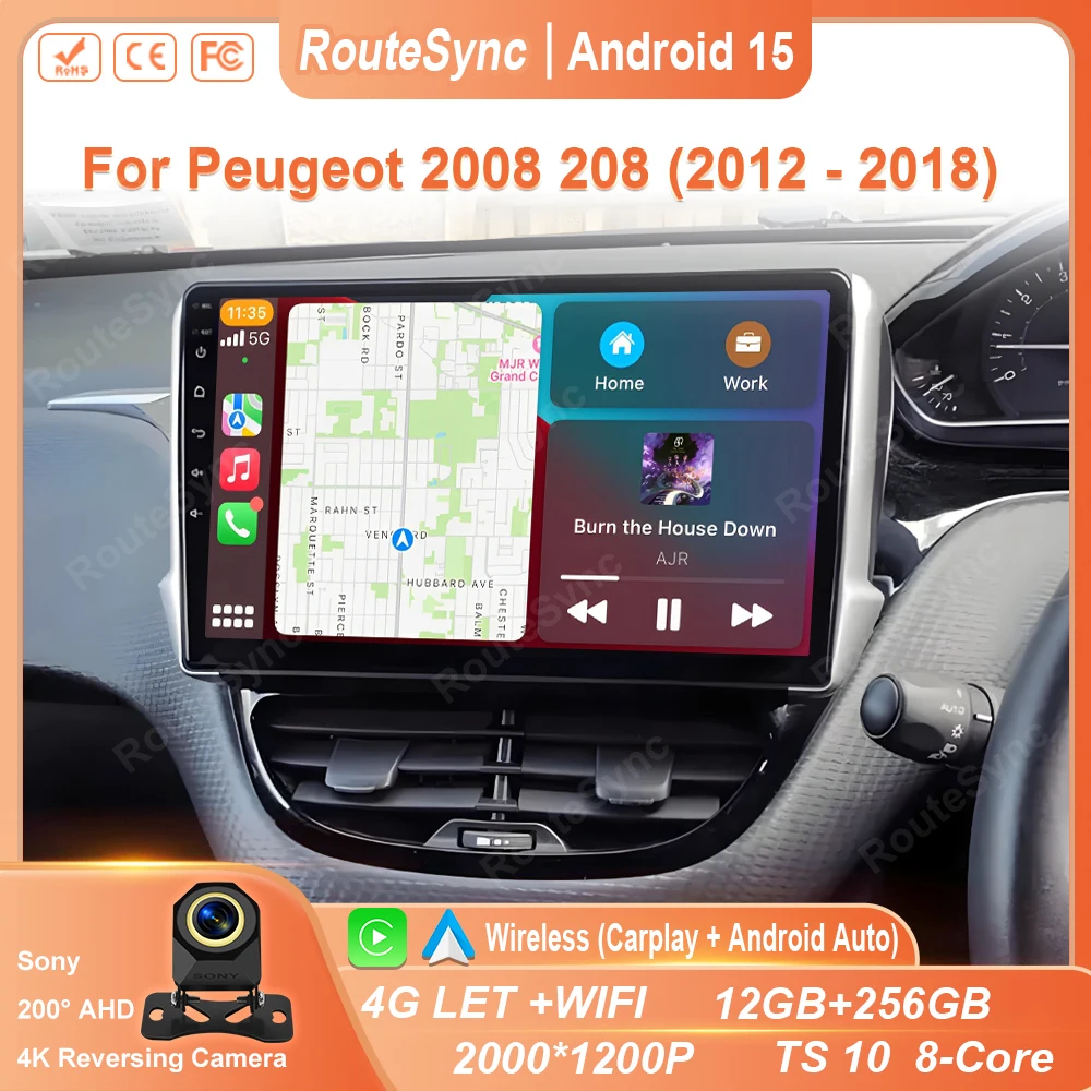 

Android Car For Peugeot 2008 208 2012 - 2018 Auto Radio Multimedia Player Navigation GPS Carplay Touch Screen Auto Stereo WIFI