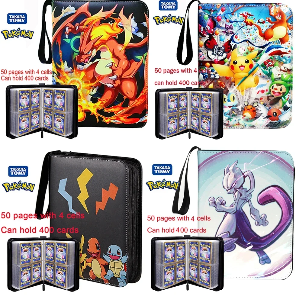 

%&400P Pokemones Album Binder Photocard PU Zipper Photo Album Carte Holder Toy Collection Folder Letters Pokemones Cards' Hobby