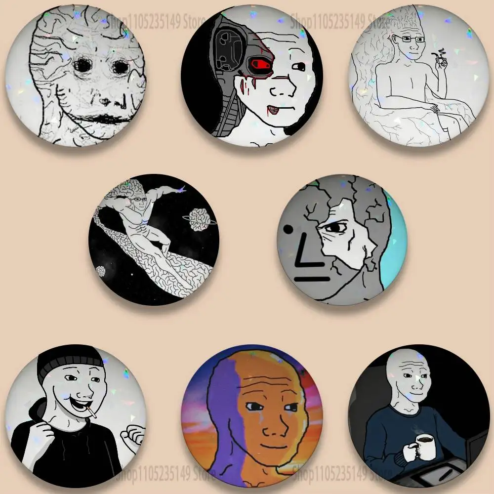 Wojak Soyjak 32/44/58mm Handmade Pins Round Brooch Badge Backpacks Clothes Jewelry Gifts