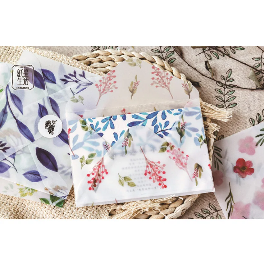 20Pcs Kawaii Four Seasons Sulfuric Acid Paper Envelopes 4 Selections Oil Painting Postcard Invitation Letter Card