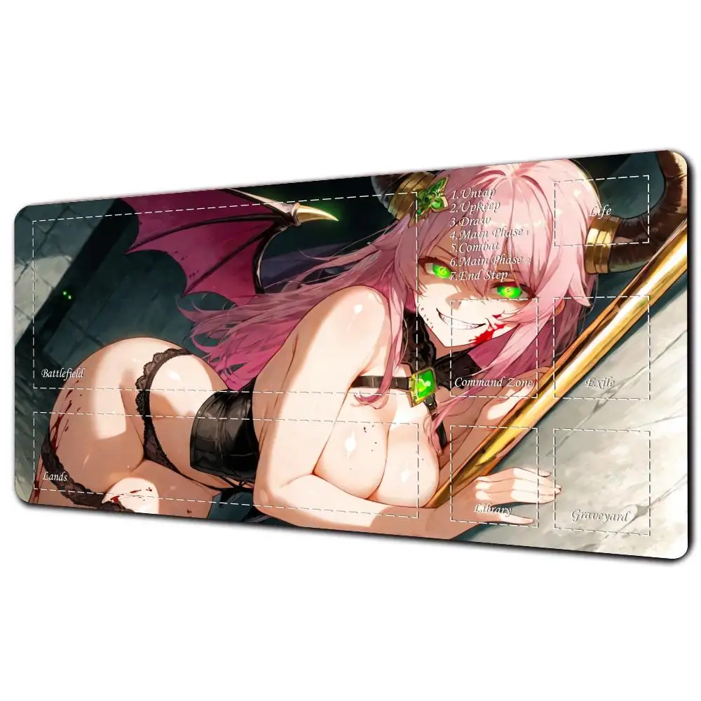 แม่มดเซ็กซี่ Hentai อะนิเมะสาว Magic Playmat การ์ดเกมพร้อมโซน MTG Gathering เกมเสื่อโต๊ะ Commander Battle playmat