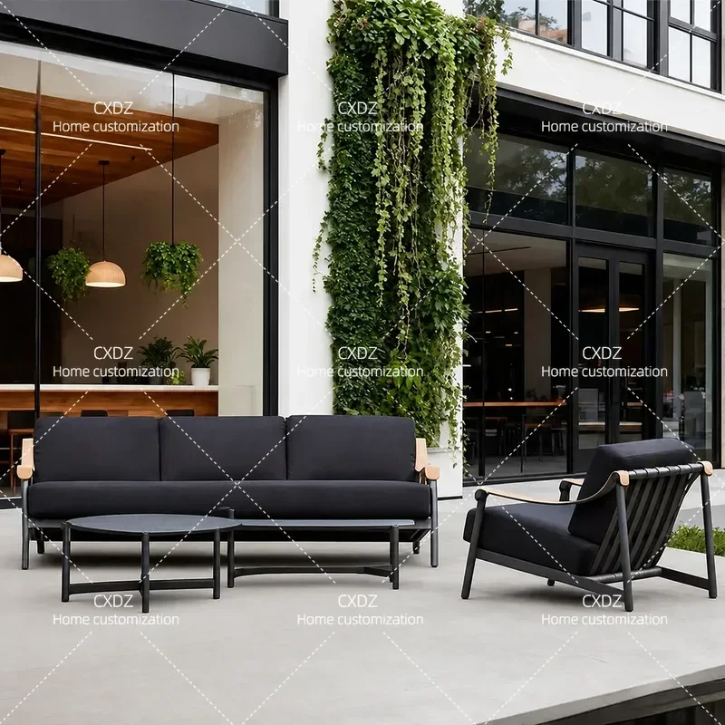 Nordic Outdoor Courtyard Garden Furniture Set Waterproof Sunscreen Aluminum Alloy Sofa for Open Air Leisure Patio Decor