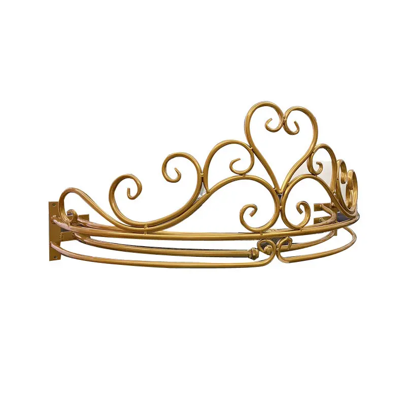 European French court bed curtain frame American wrought iron paint crown vintage old bed crown frame bed curtain head