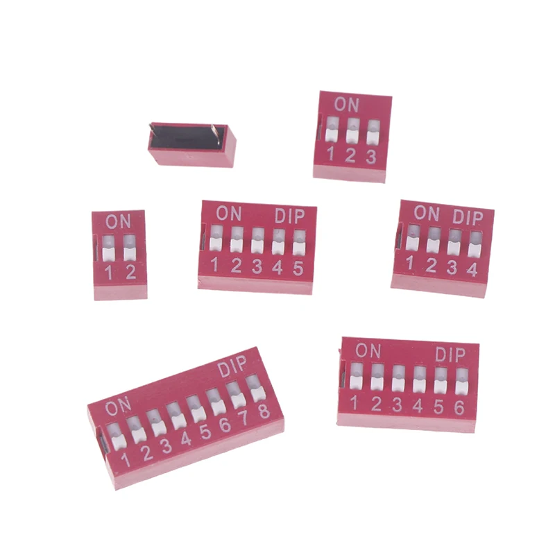 10pcs Slide Type Switch Module 1 2 3 4 5 6 8PIN 2.54mm DIP Red Pitch Toggle Switch Red Snap Switch Dial Switch IGMOPNRQ