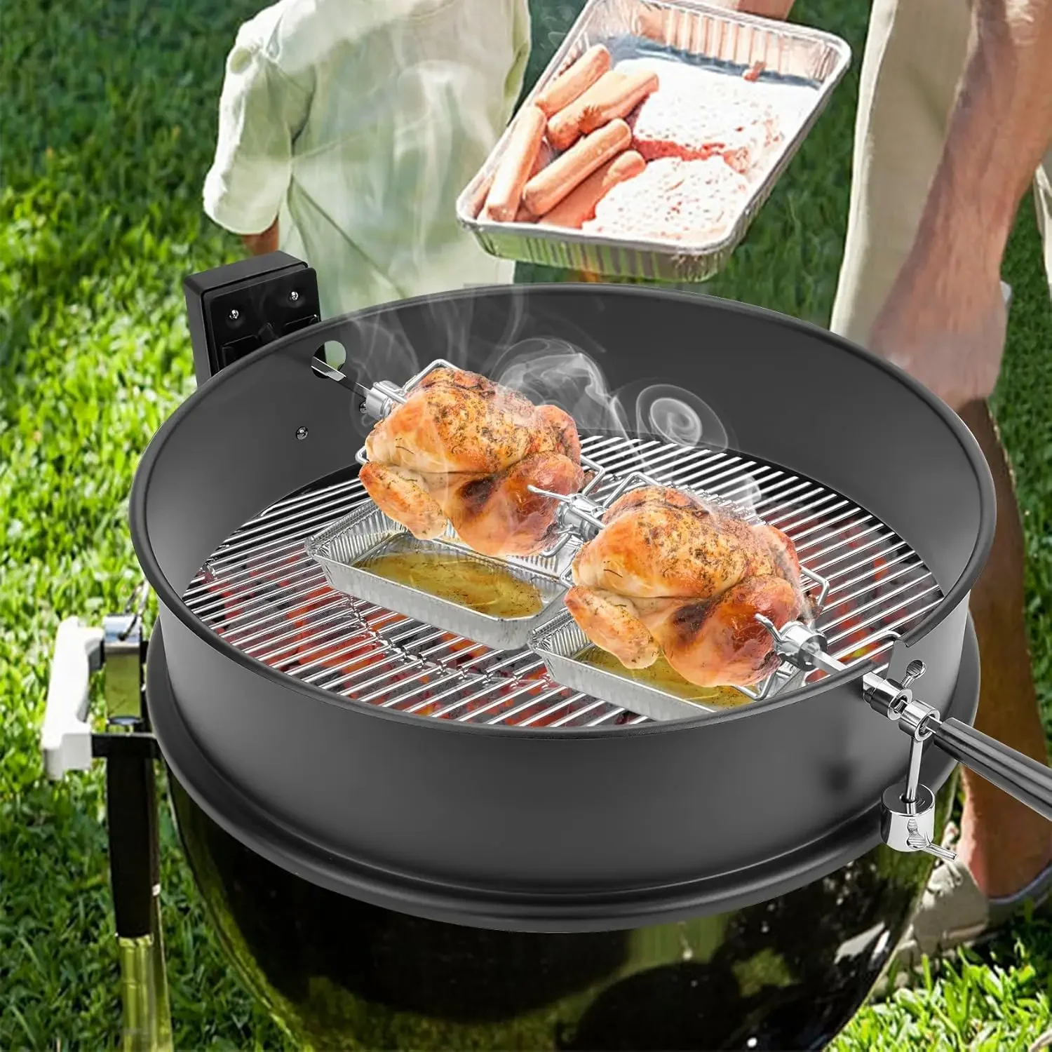 شوكة مشواة مزدوجة الجوانب 304 من الفولاذ المقاوم للصدأ 4 شقوق شواء شواء سيخ 5/16 قضيب يبصقون أداة تحميص خارجية للتخييم واللحوم #5