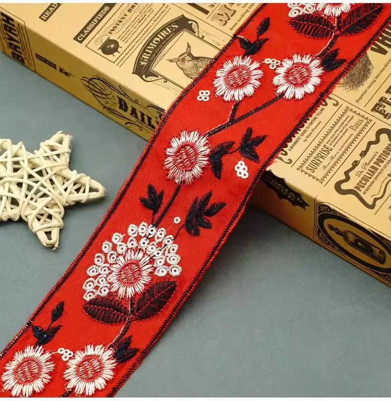 

5yard 5cm wide Ethnic style embroidery Lace trim,handmade DIY Clothing cuffs,collar accessories Lace Ribbon