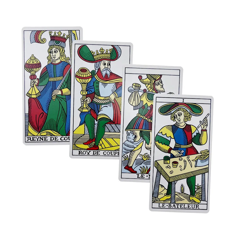 12x6.5cm Marseille Tarot Deck 78Pcs Full English Version Magic Tarot Board Game Universal Tarot Cards with Paper Instruction