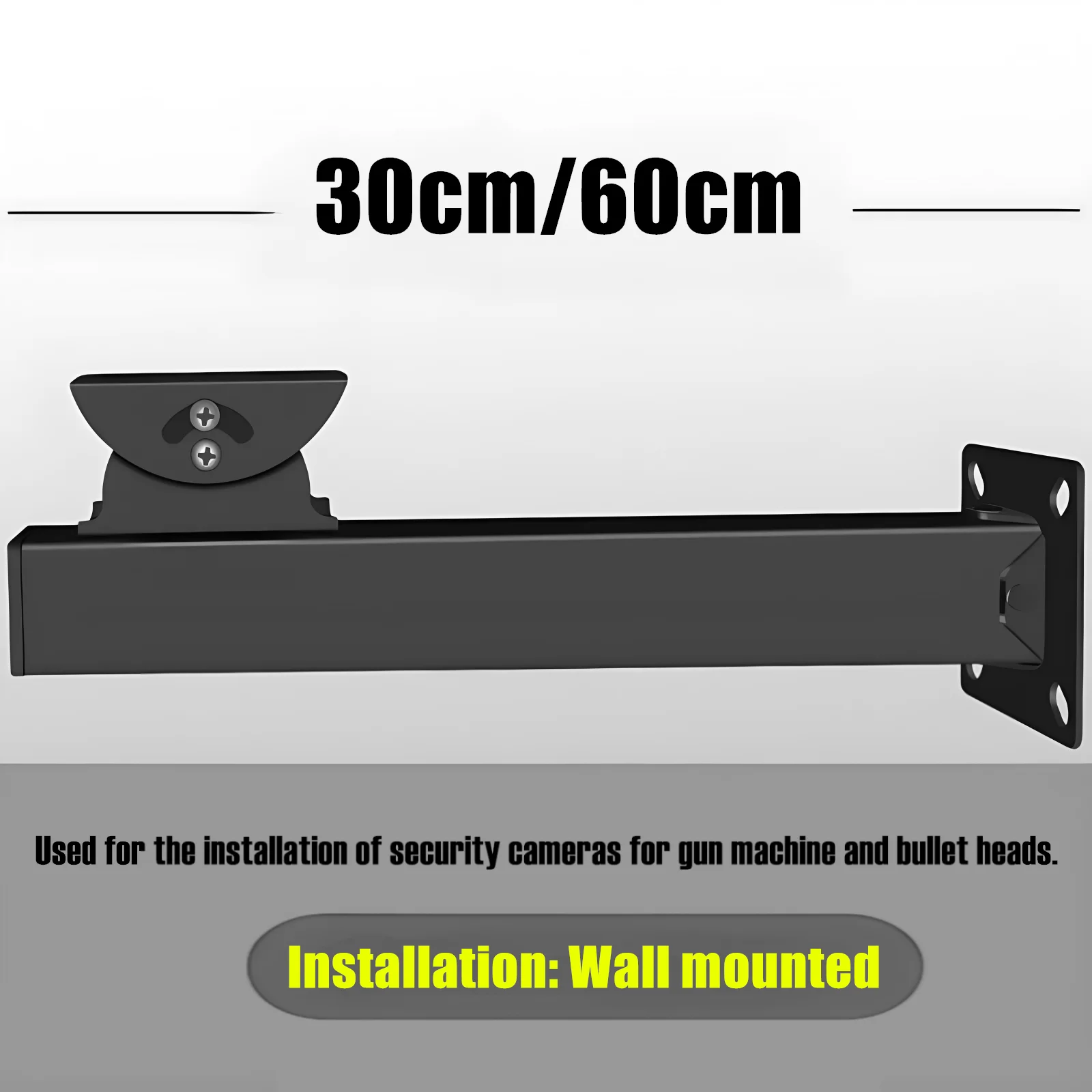 Universal Camera Wall Mounting Bracket 30cm 60cm Long Arm Metal Horizontal Bar Mount Holder for CCTV Security Camera/IP Camera