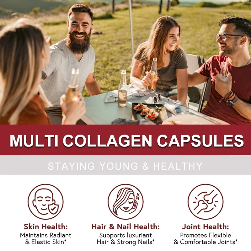 Multi Collagen Capsules with Vitamin Canti-Oxidation Reduce Cell Damage Whitening & Promote The Health Of Nails & Hair & Skin