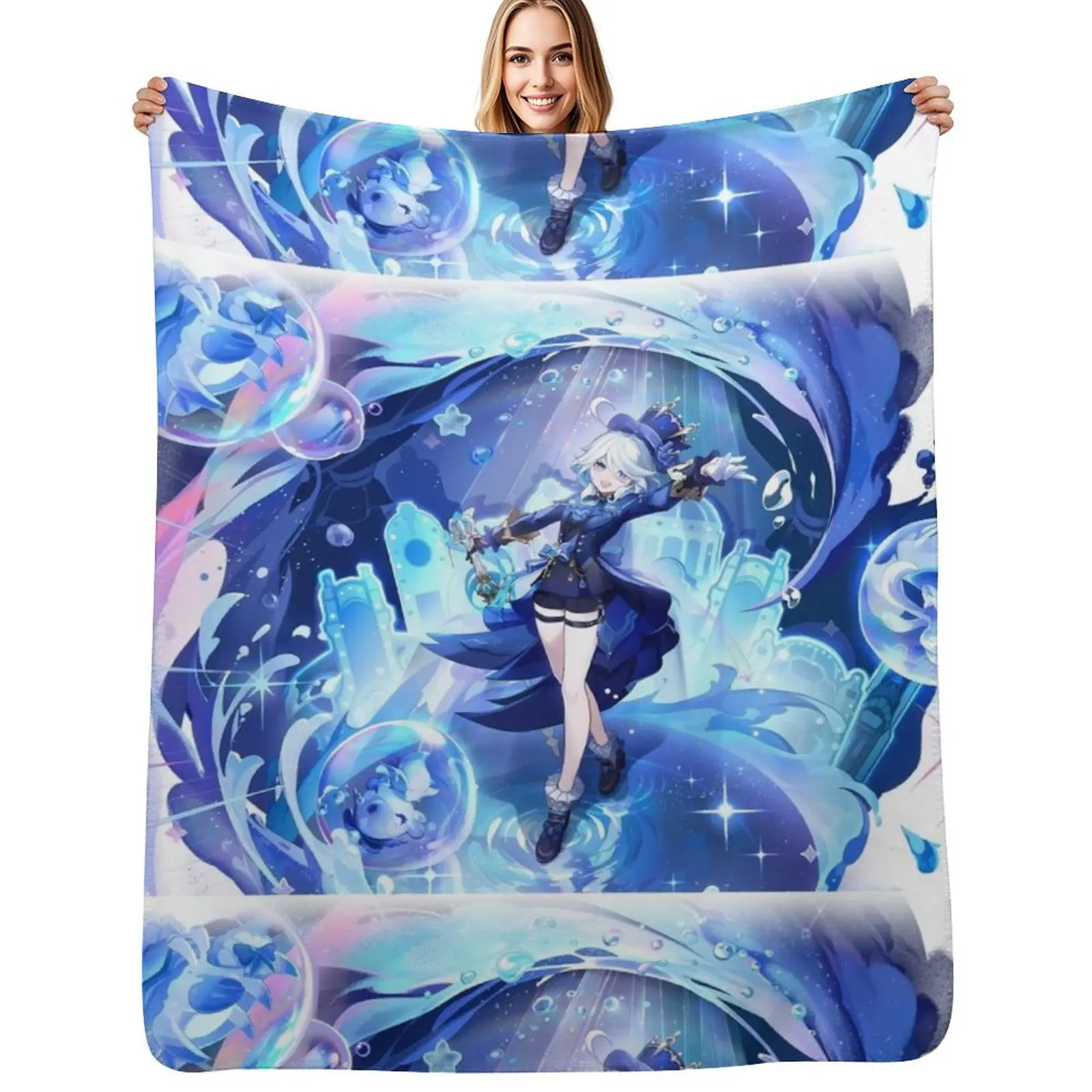 Furina Genshin Throw Blanket Soft Warm Blanket Gift for Men Women Adults